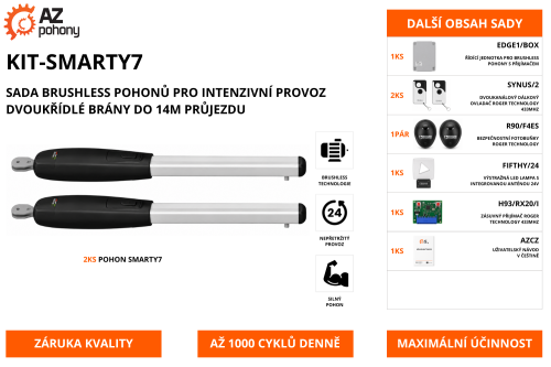 KIT-SMARTY7 - sada brushless pohonů pro intenzivní provoz dvoukřídlé brány do 14m průjezdu